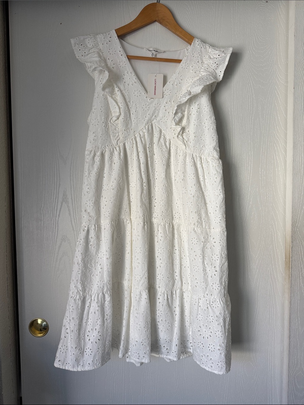 Lucky Brand White Eyelet Ruffle Sundress for women